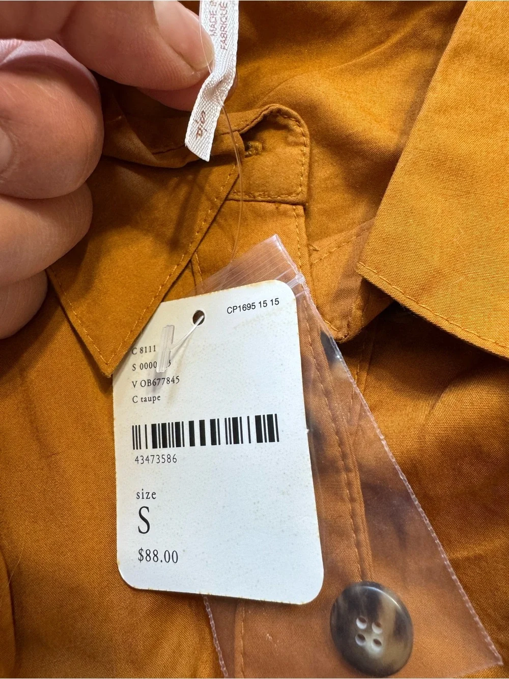 Free People Rust Orange Button-Up Blouse oversized